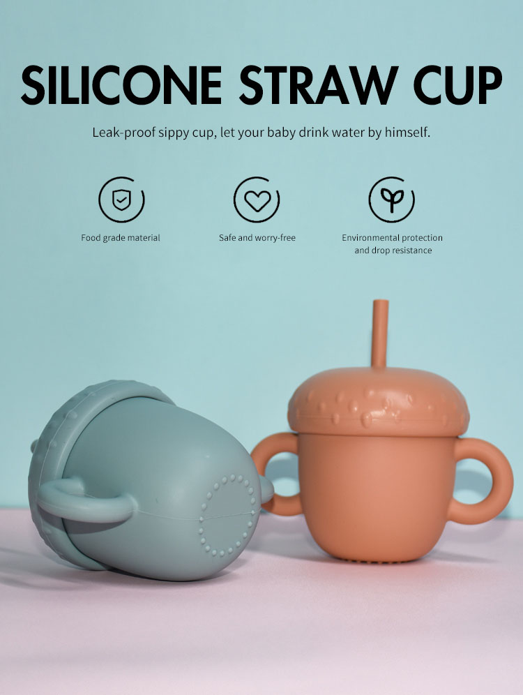New Product Food Grade Silicone Baby Feeding Training Straw Baby Cup
