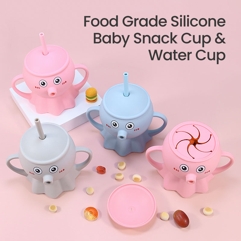 Food Grade Snack Cup Baby Silicone Cup With Straw