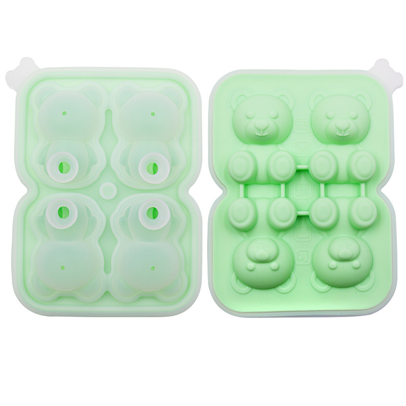 Bear Ice Cube Tray Maker BPA Free قابلة لإعادة الاستخدام سهلة الإصدار لطيف